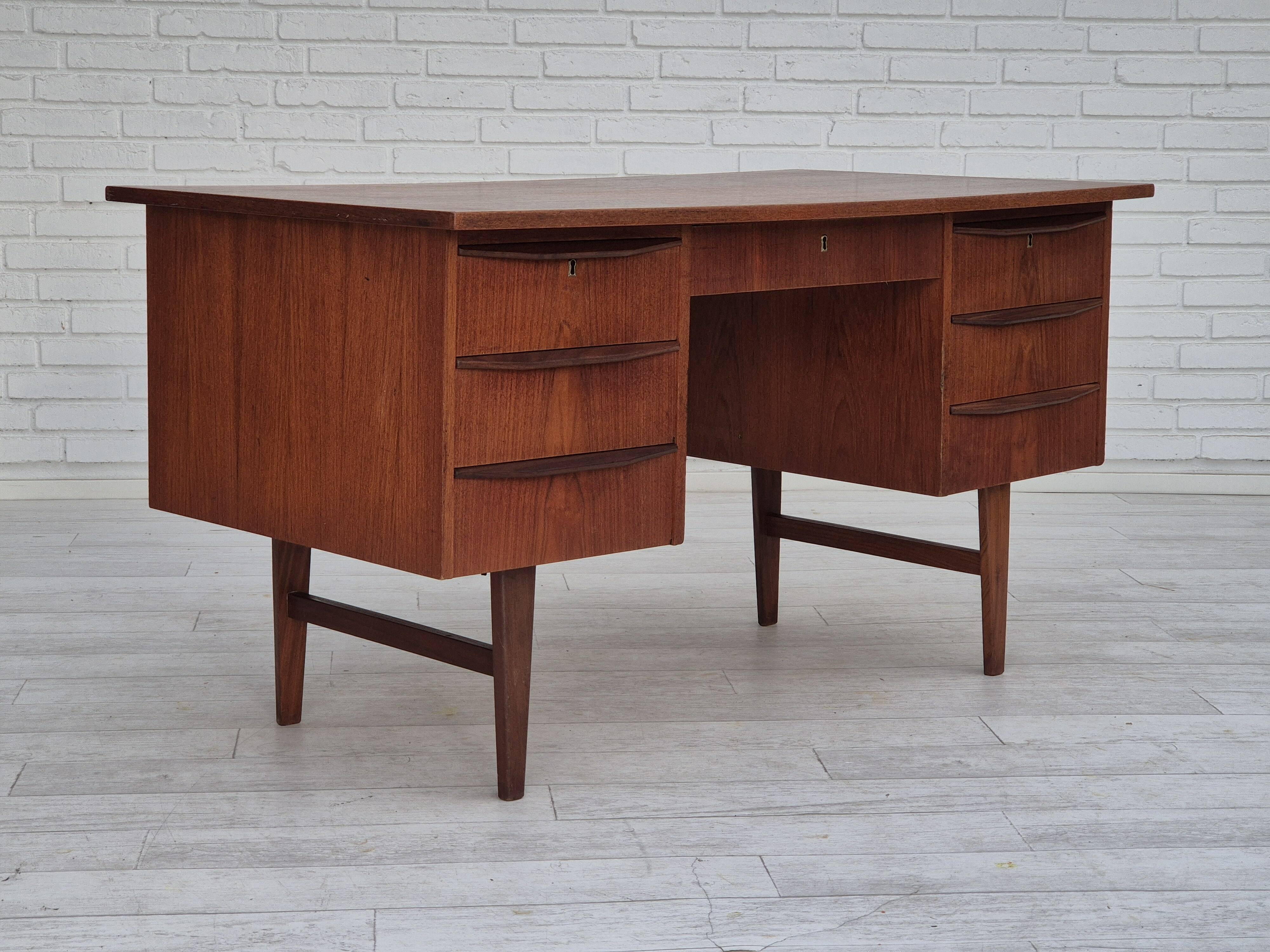 1960s, Danish teak wood desk, drawers.