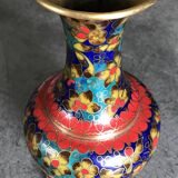 Cloisonné enamel vase decorated with flowers and colorful patterns
