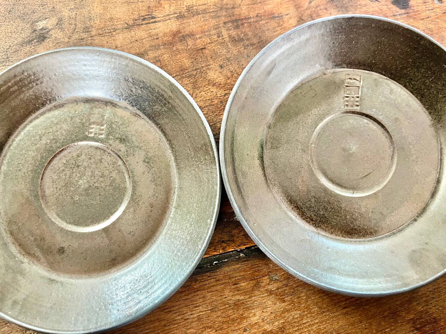Pair of stoneware cups, vintage Japanese crafts