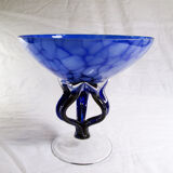 Blue glass cup on foot