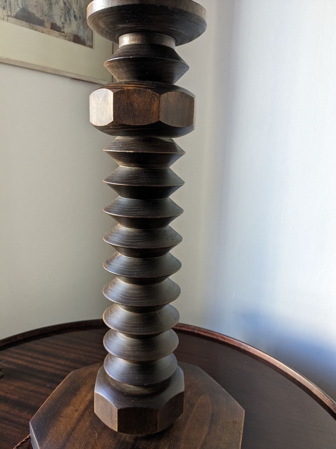 Large brutalist art deco Dudouyt style lamp