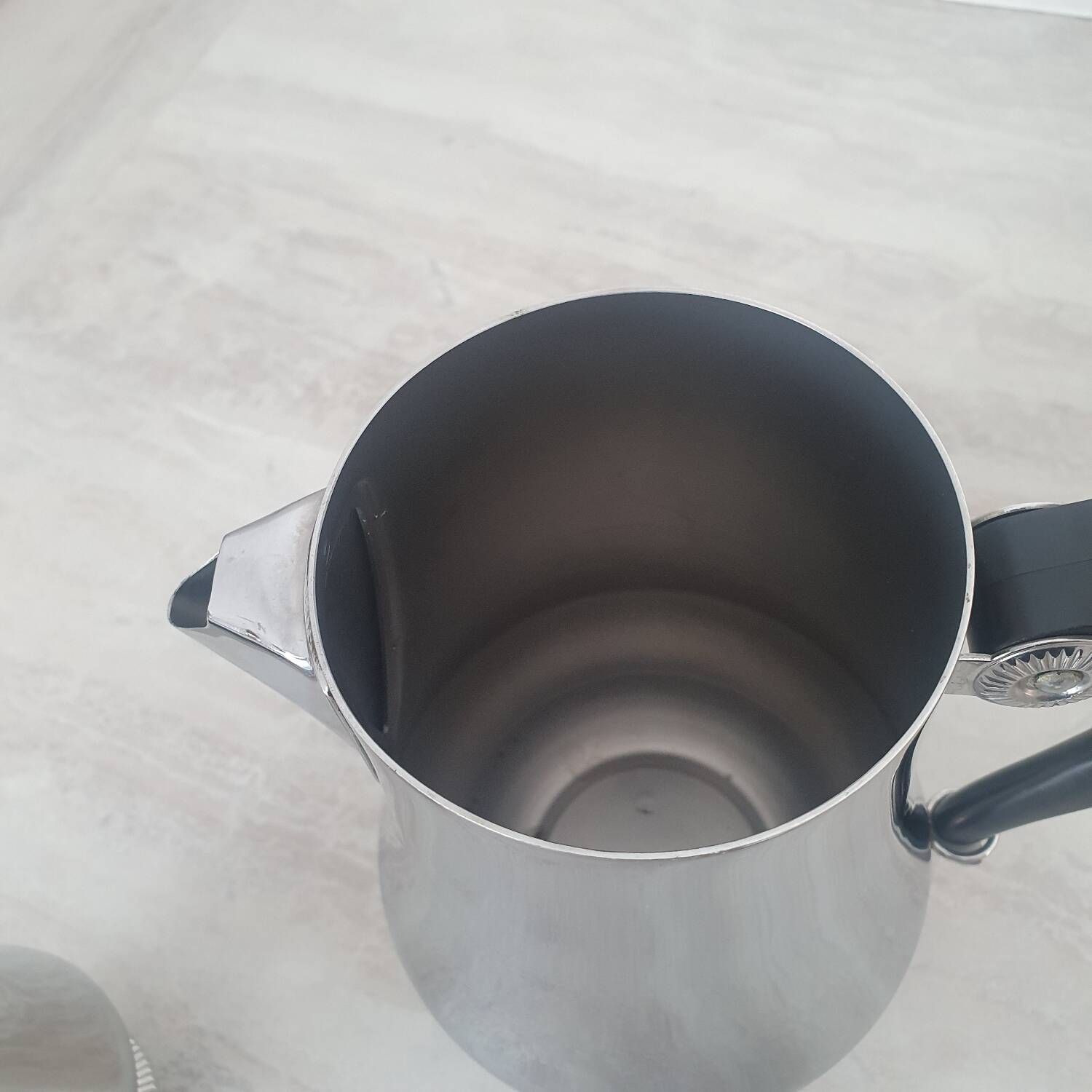 Rémy Letang / Teapot, milk jug and sugar bowl in 18/10 stainless steel and Bakelite