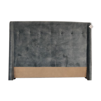 Blue grey velvet bed head