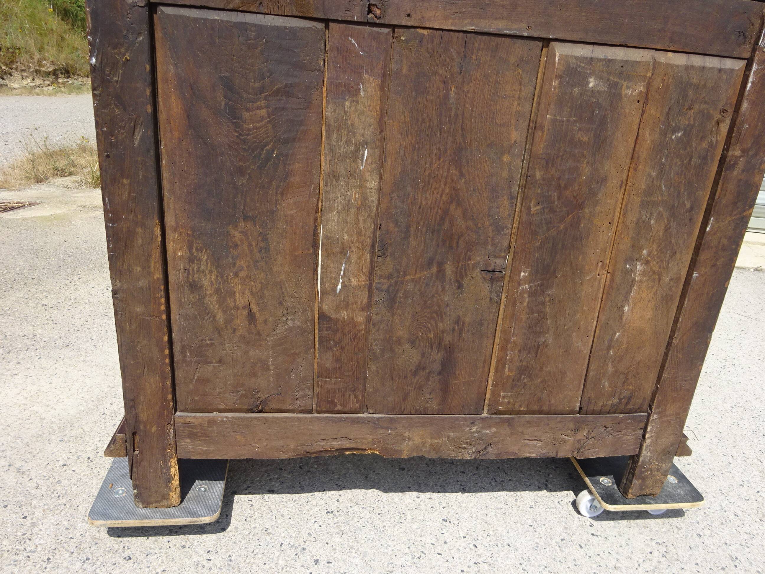 Antique Louis XIII wardrobe in solid walnut