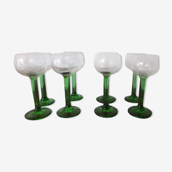 Verre à liqueur cristal pied vert motif raisin