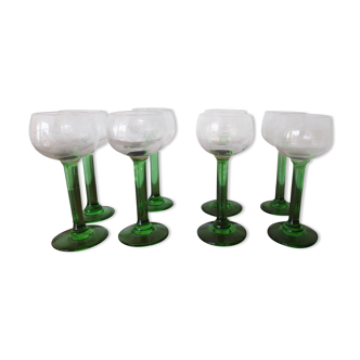 Crystal liqueur glass green foot grape pattern