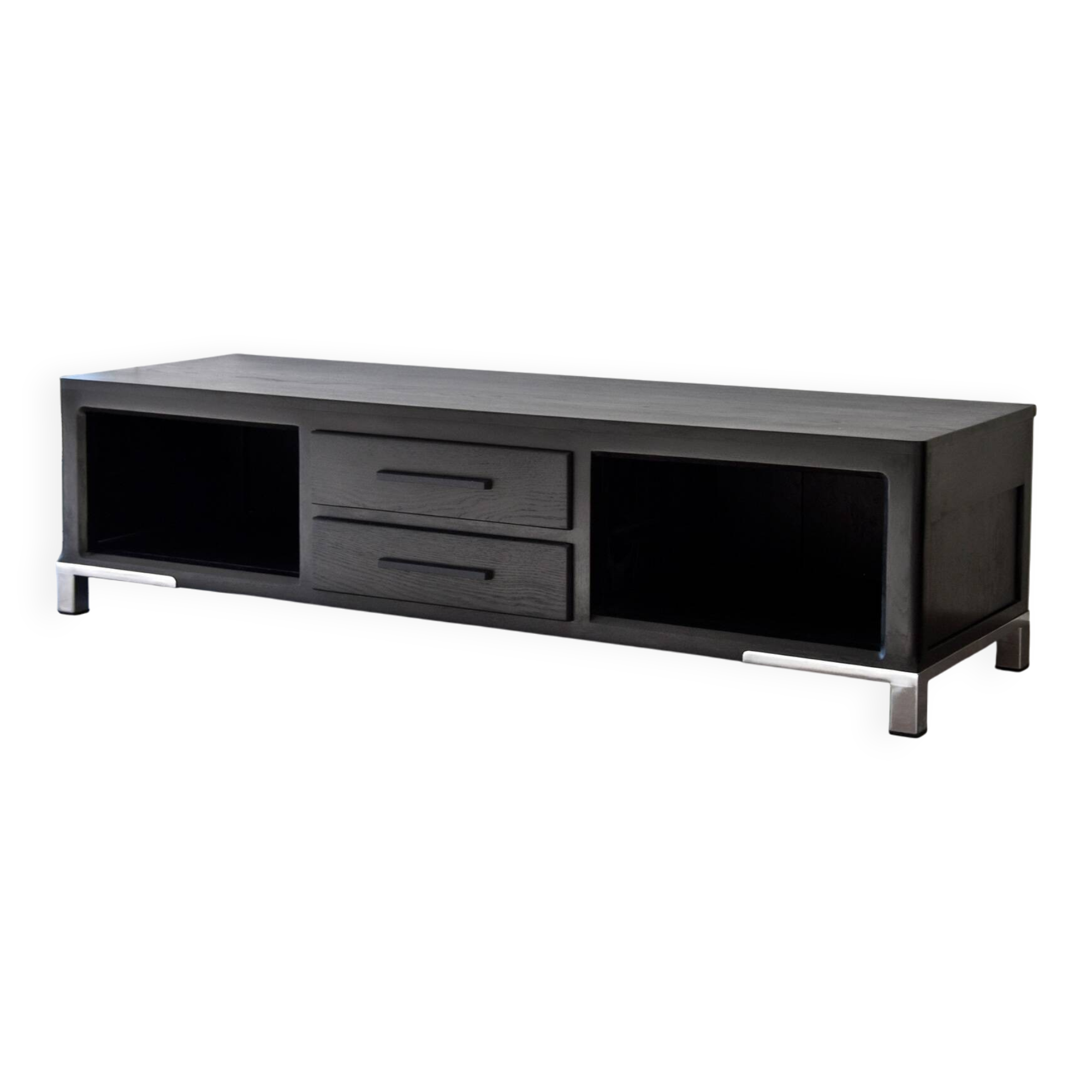 Wood and metal TV unit, solid oak, TV sideboard.