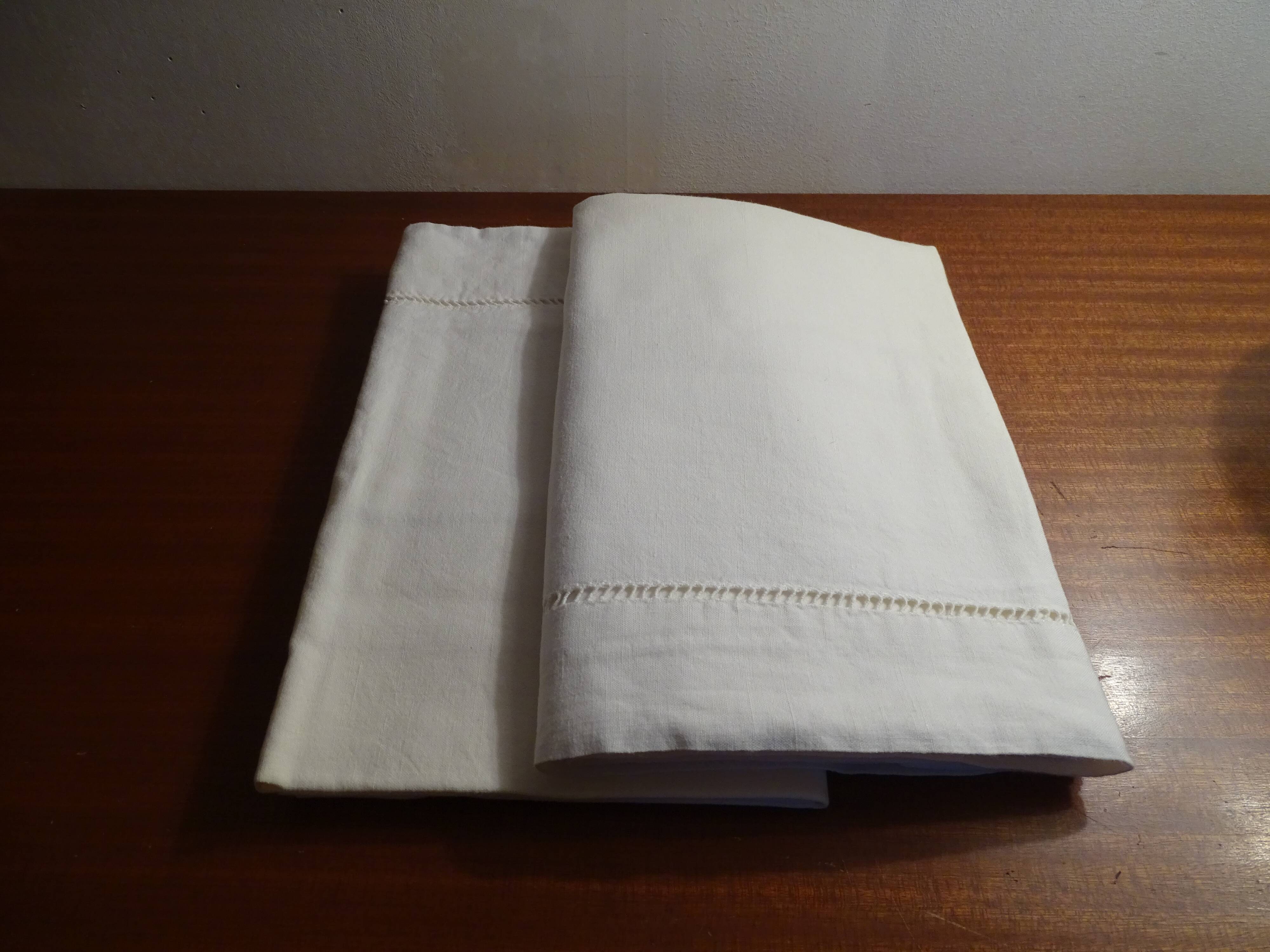 2 old openwork mestizo cotton pillowcases