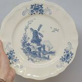 8 Large Vintage Sarreguemines Flanders and Surrey Dinner Plates, White Decor