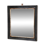 Antique Napoleon III beveled mirror, black and gold