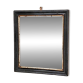 Antique Napoleon III beveled mirror, black and gold