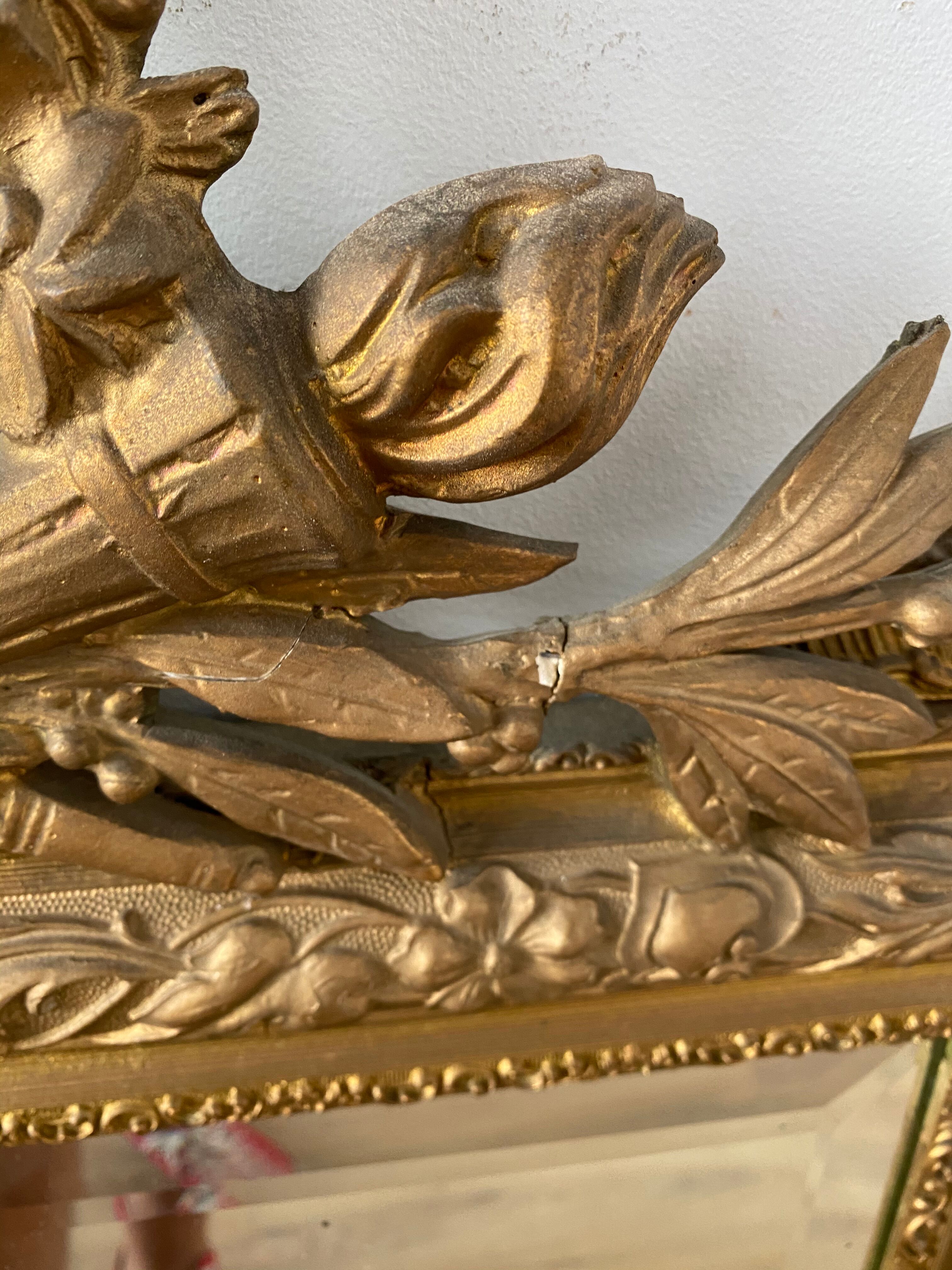 Old mirror with pediment  72x112cm