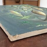 Congolese School Aquatic fauna Oil on canvas signed