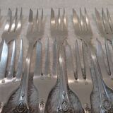 12 silver plated cake forks, goldsmith sfam, empire style