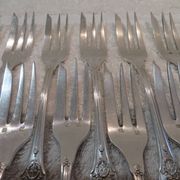 12 silver plated cake forks, goldsmith sfam, empire style