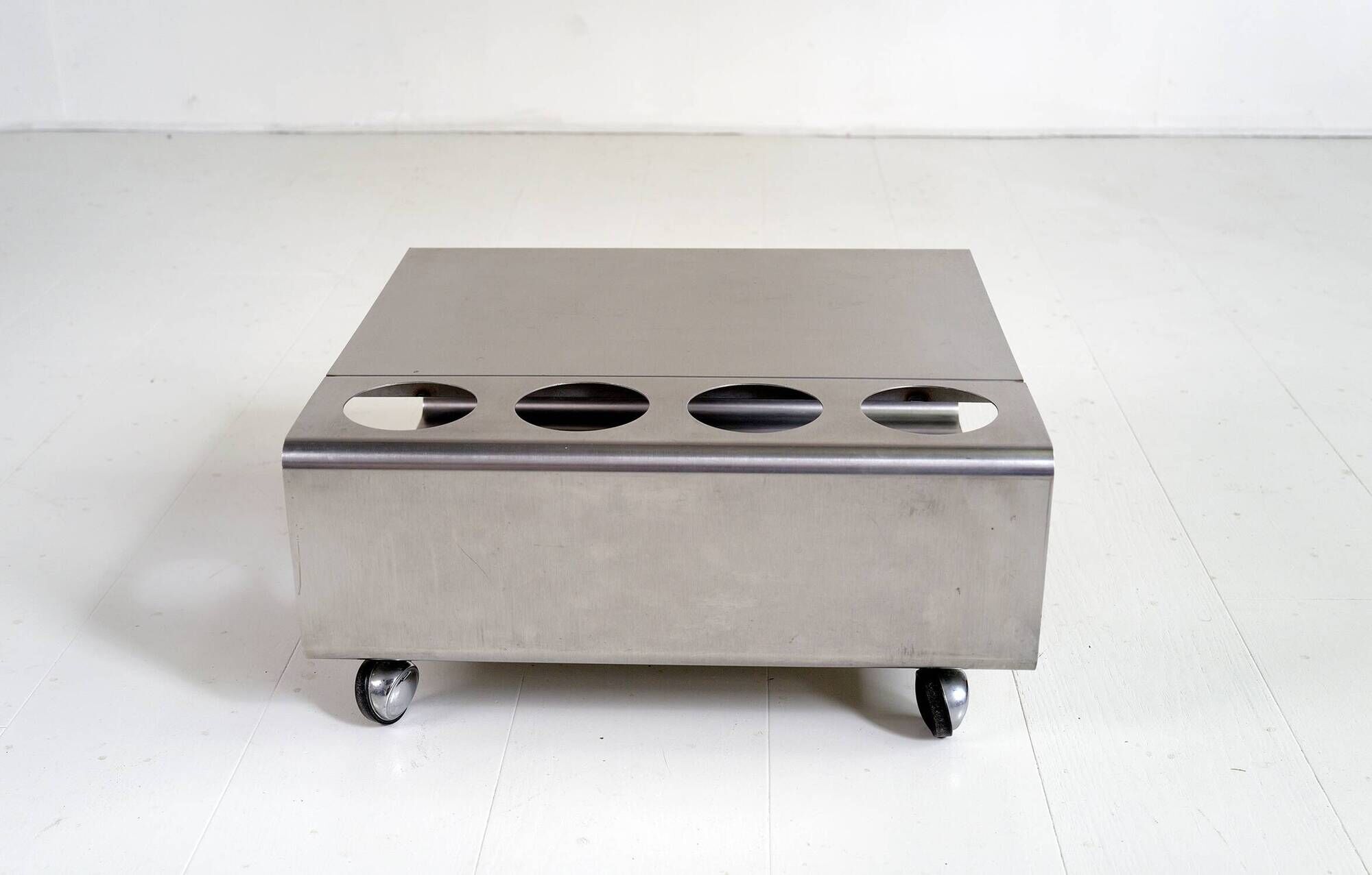 Coffee table/bar in stainless steel, France 1970