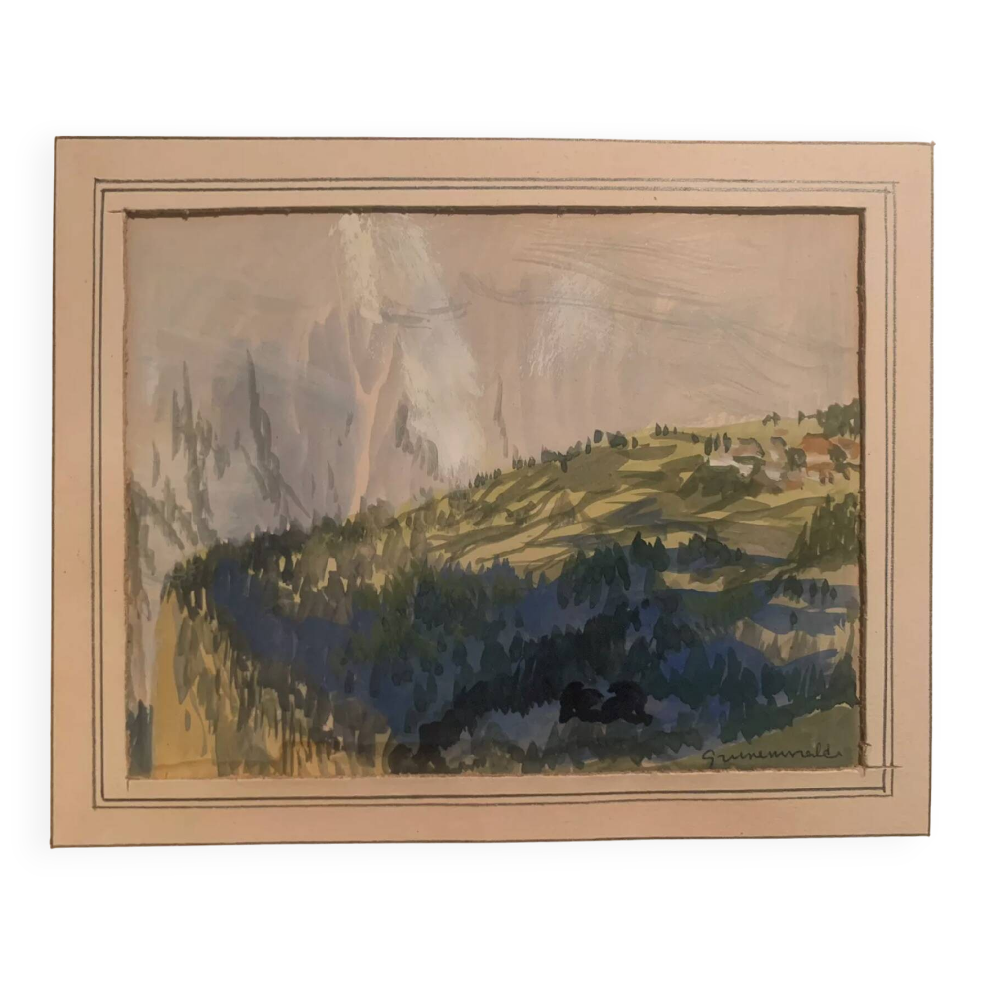 Jean Jacques GRUNENWALD (1911 - 1982) - Gouache - Mountain Landscape