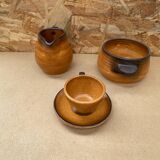 Old tea coffee service st amand meylan ceramic brown beige vintage