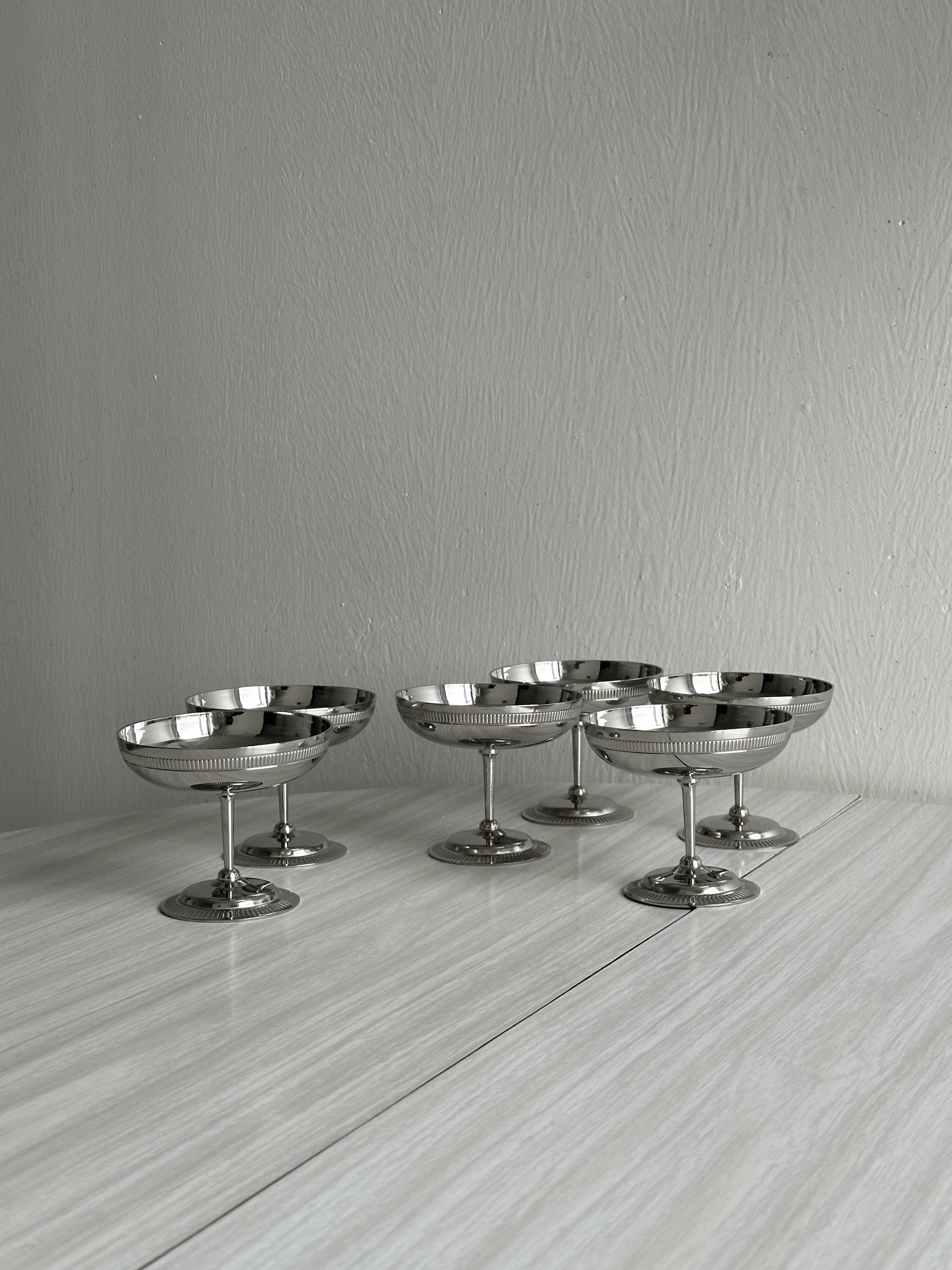 Set of Letang Remy style stainless steel footed cups