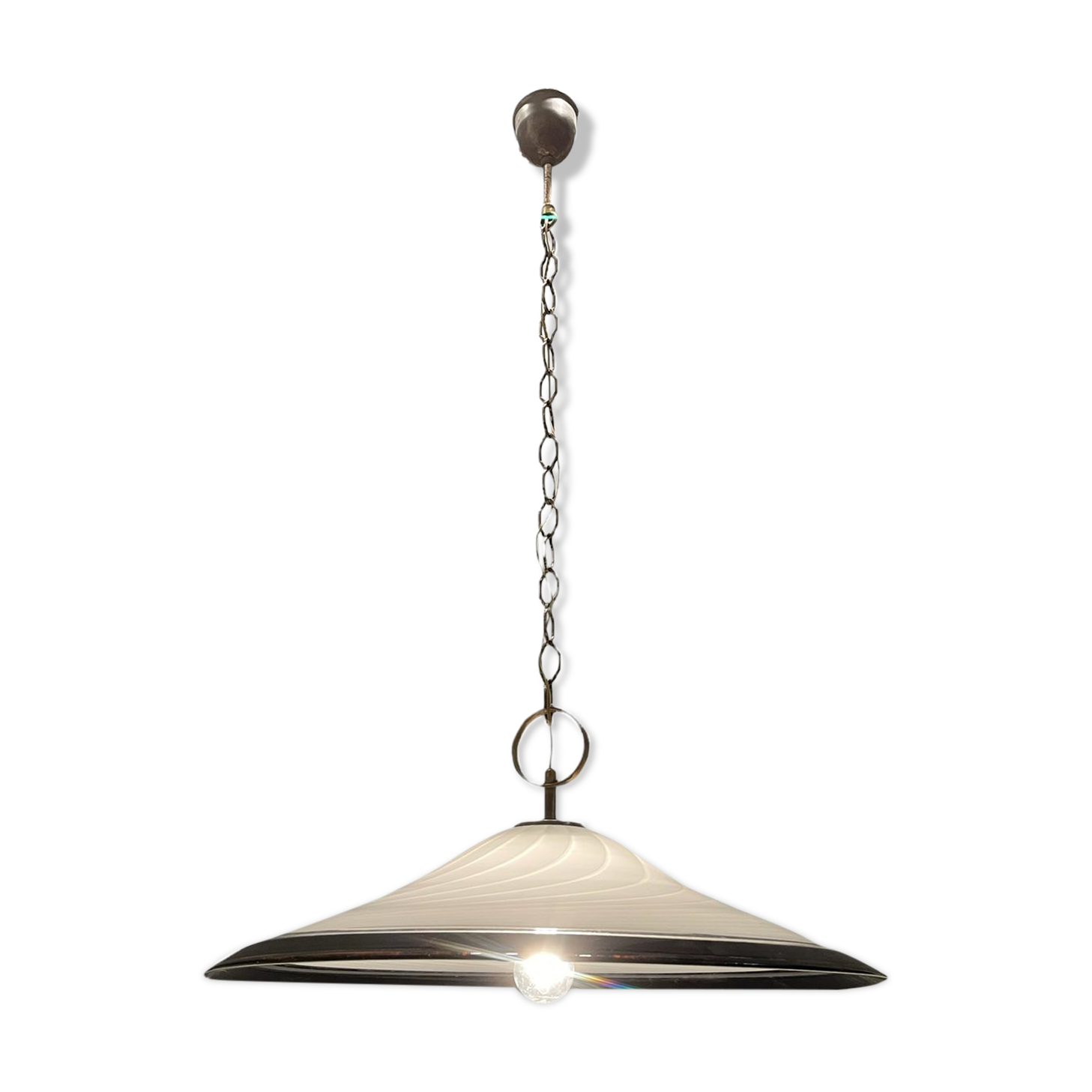 Italian Black and White Light Pendant in Murano Glass