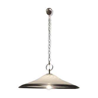 Italian Black and White Light Pendant in Murano Glass