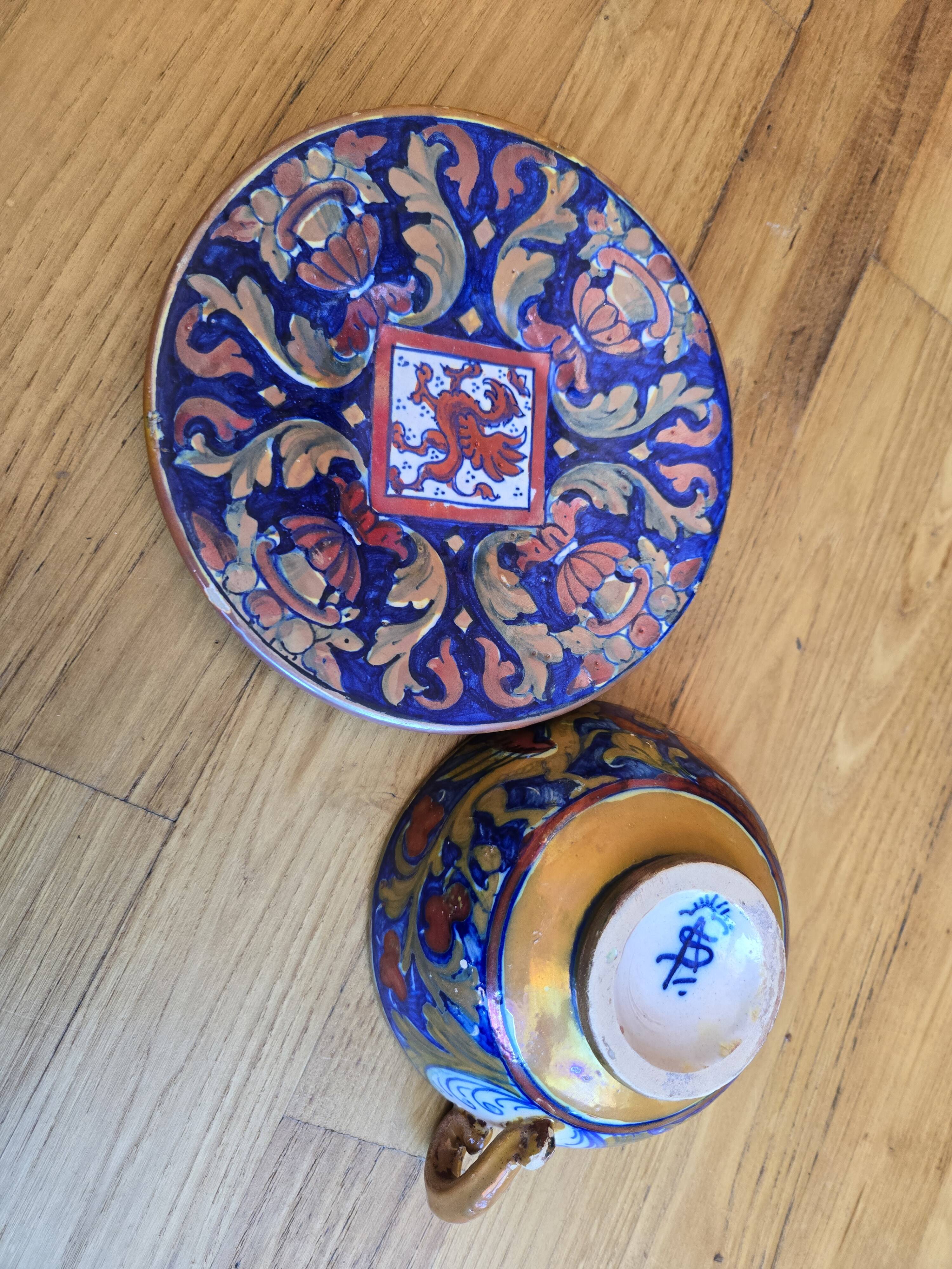 Tea or coffee cup and saucer by Alfredo Santarelli and Gualdo Tadino