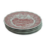 5 assiettes plate motif rouge English Landscape