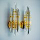 Pair of Venini wall lights, triedri glass, murano, Italy 1970