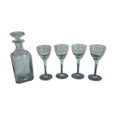 Carafe et ses 4 verres à pied apéritifs