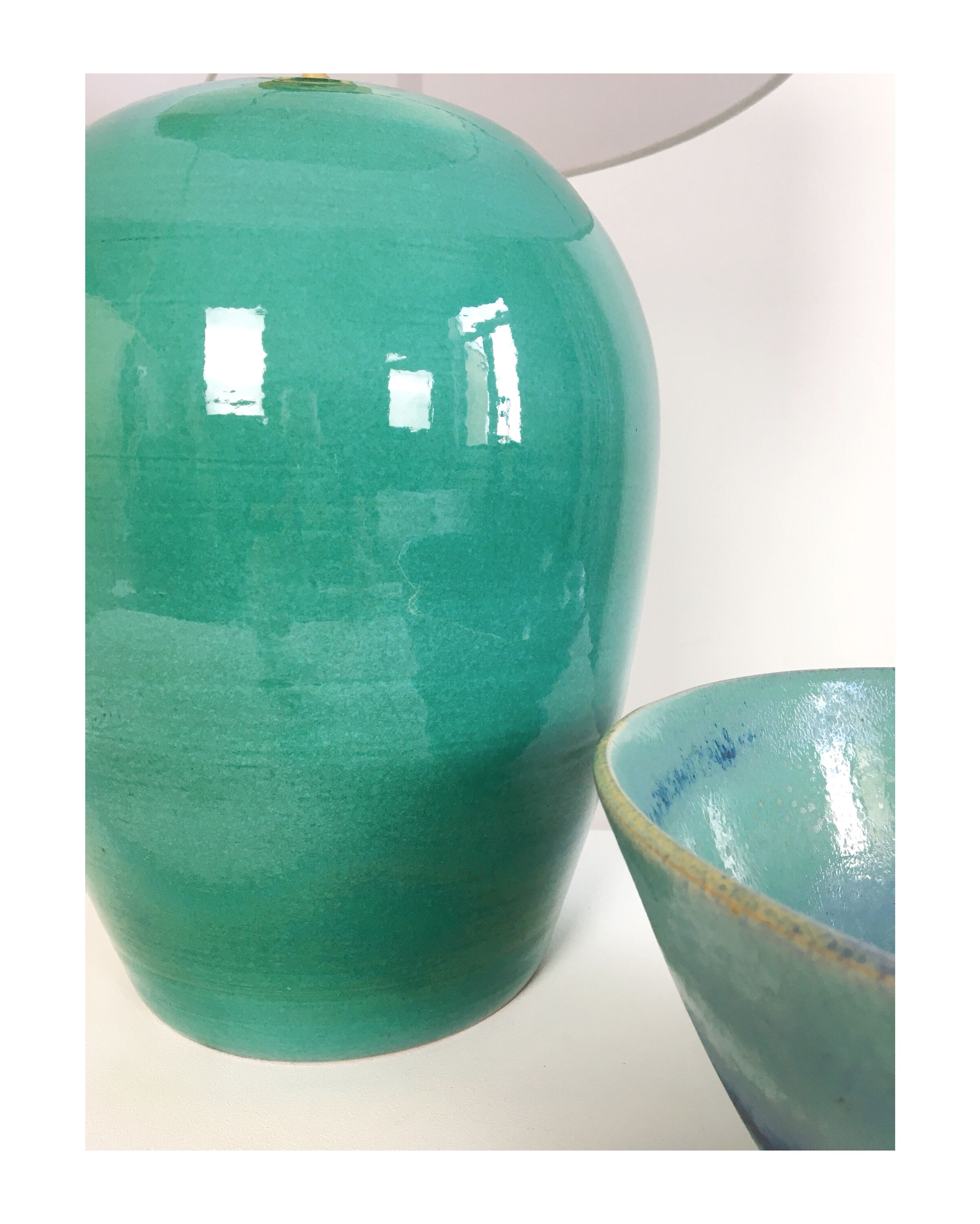 Vintage enamelled ceramic lamp