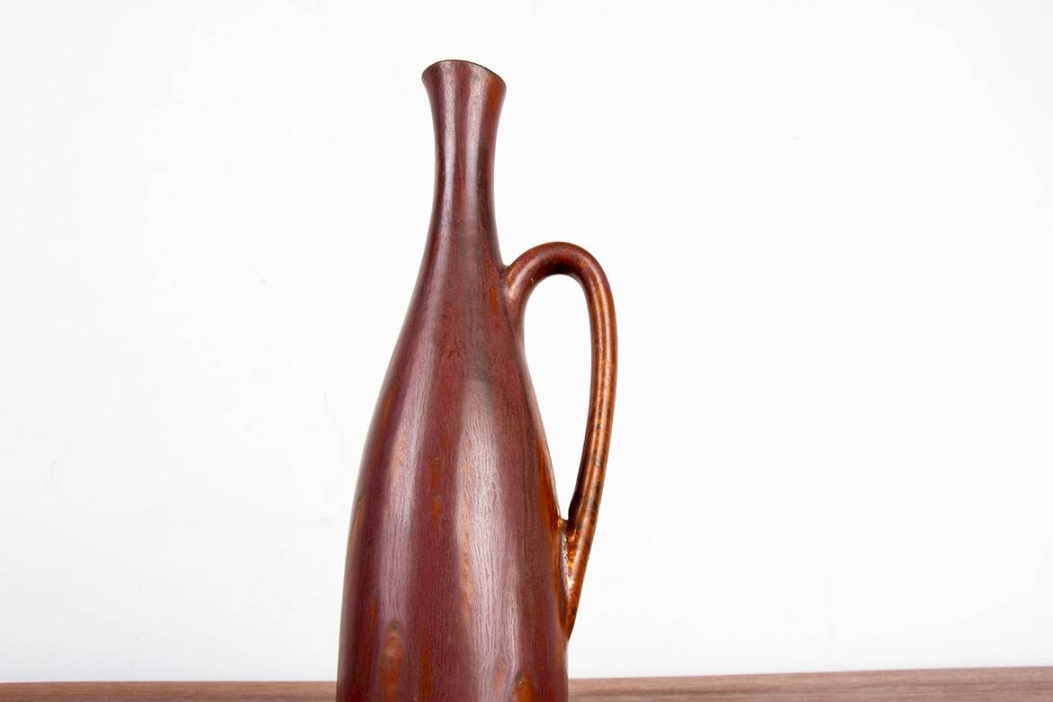 Brown glazed ceramic vase by Gunnar Nylund for Rörstrand.