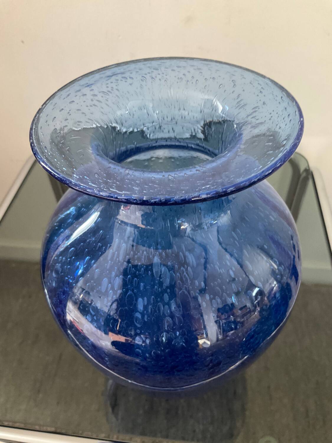 Vase vintage en verre bullé