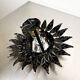 Sunburst ceiling light fixture or sconce in gilt wrought iron, Spain, circa 1960s