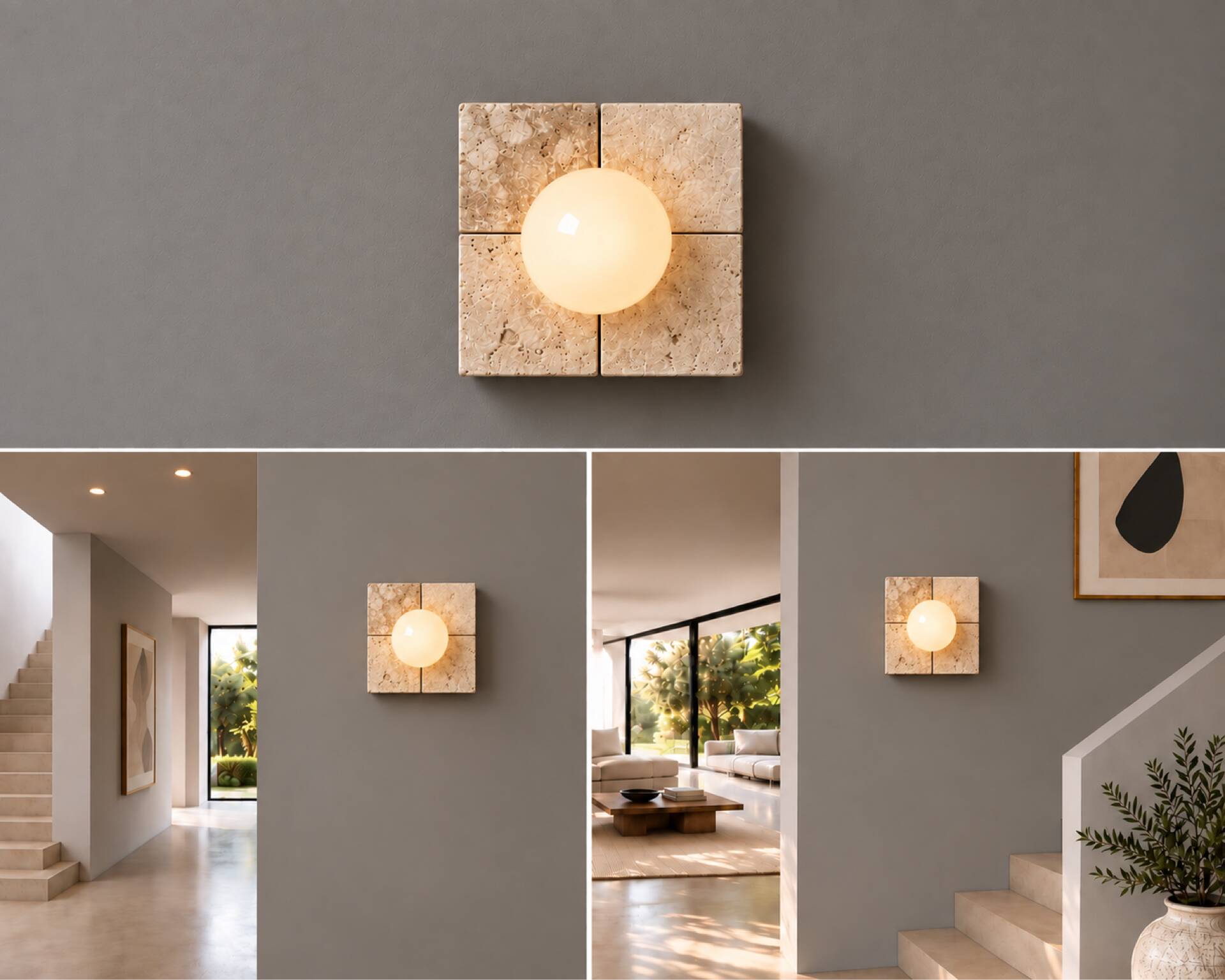 Wall light in travertine