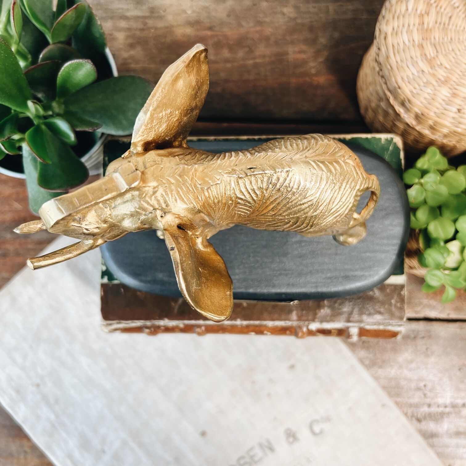 Bronze elephant on pedestal