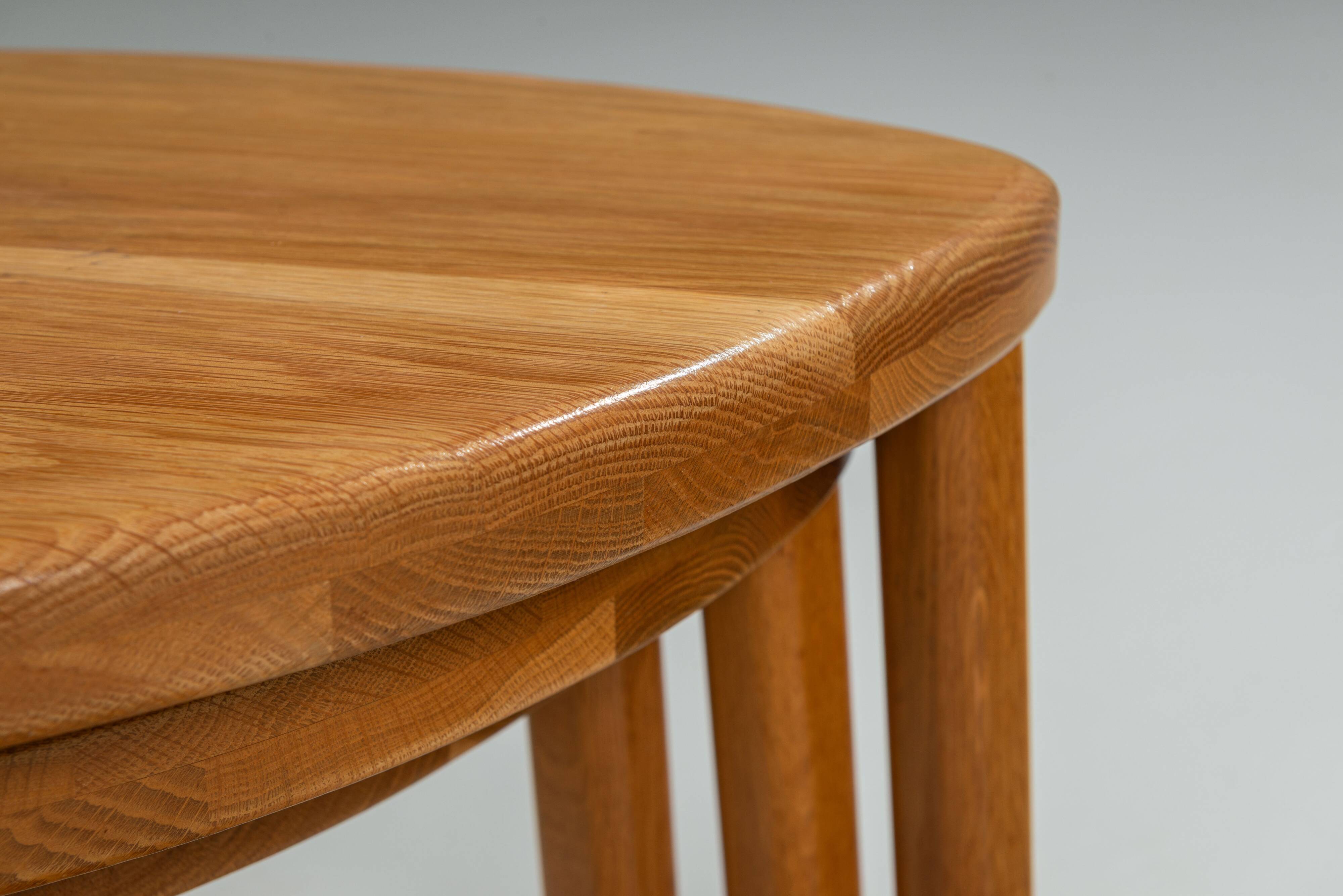 Set of three solid oak nesting tables