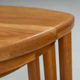 Set of three solid oak nesting tables