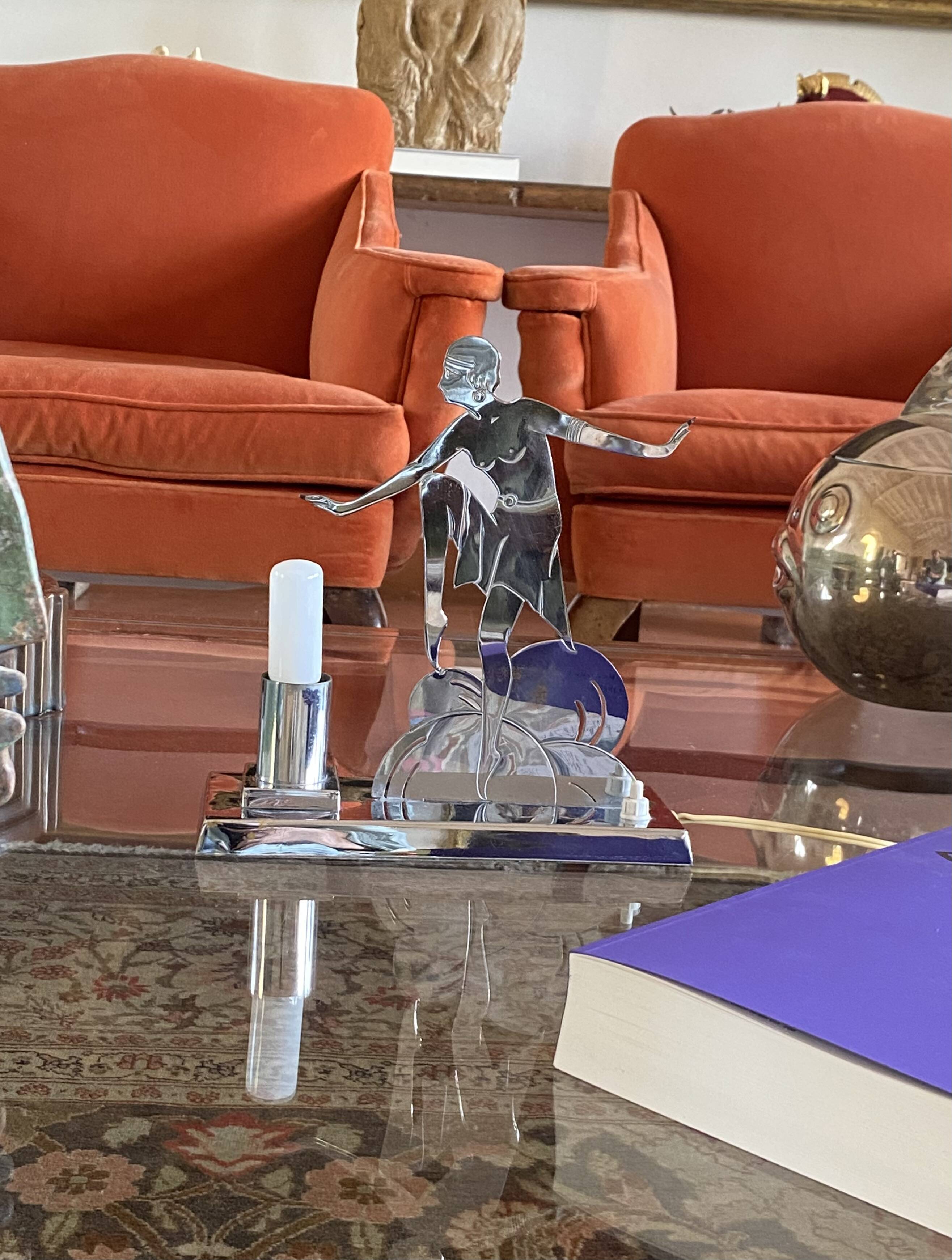 Art Déco Charleston Dancer cubist Table Lamp, LW Paris France, circa 1930