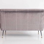 Italian velvet sofa in grey with black lacquered brass legs.