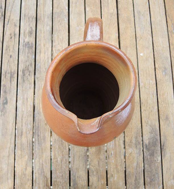 Old Large Jug in Brown Glazed Stoneware H 29 cm