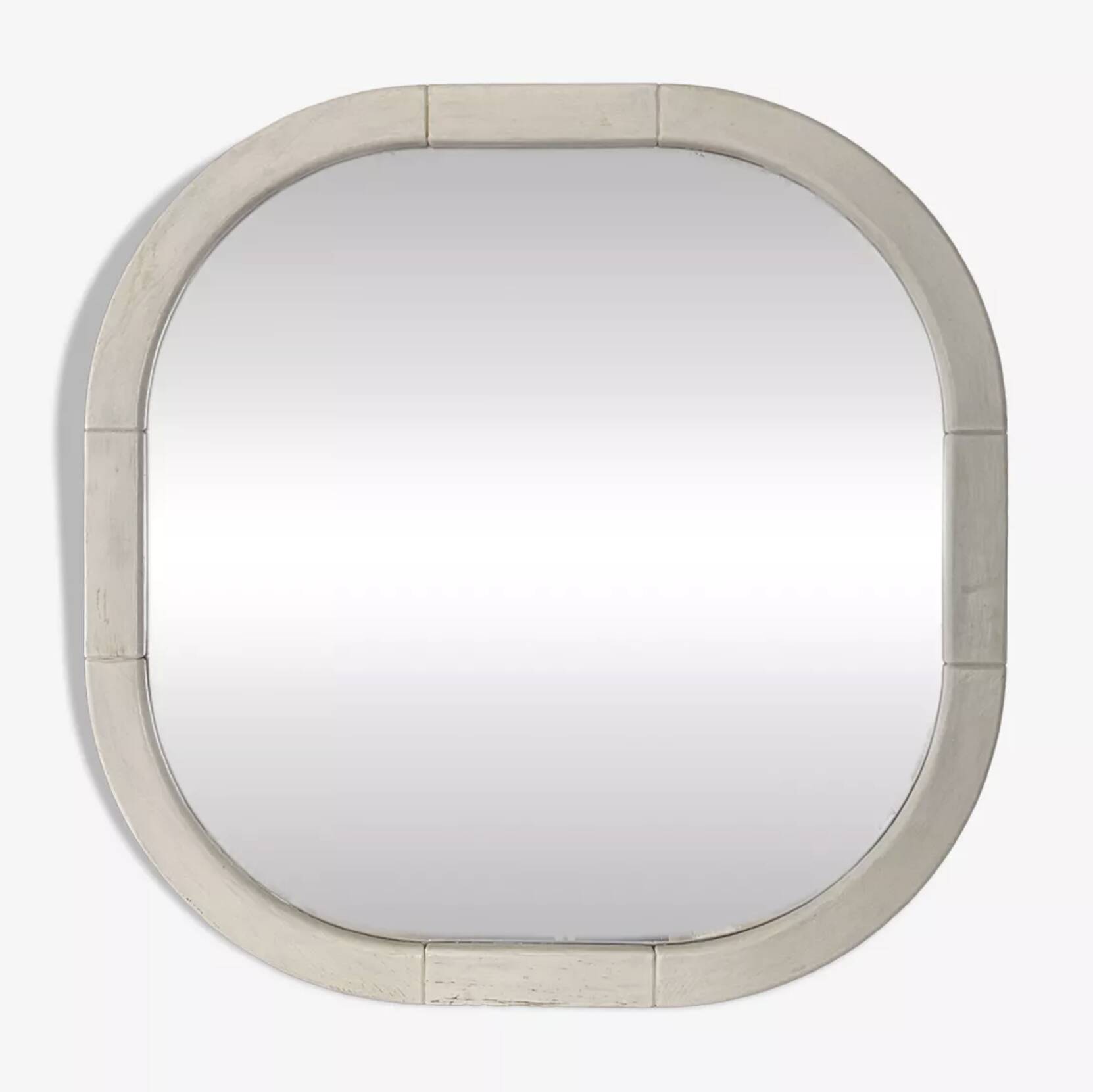 Scandinavian Space Age mirror in patinated white wood, 1970s