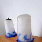 Noverdy white and blue glass paste lampshade