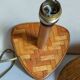 Table lamp in wood and rattan, 50s raffia lampshade