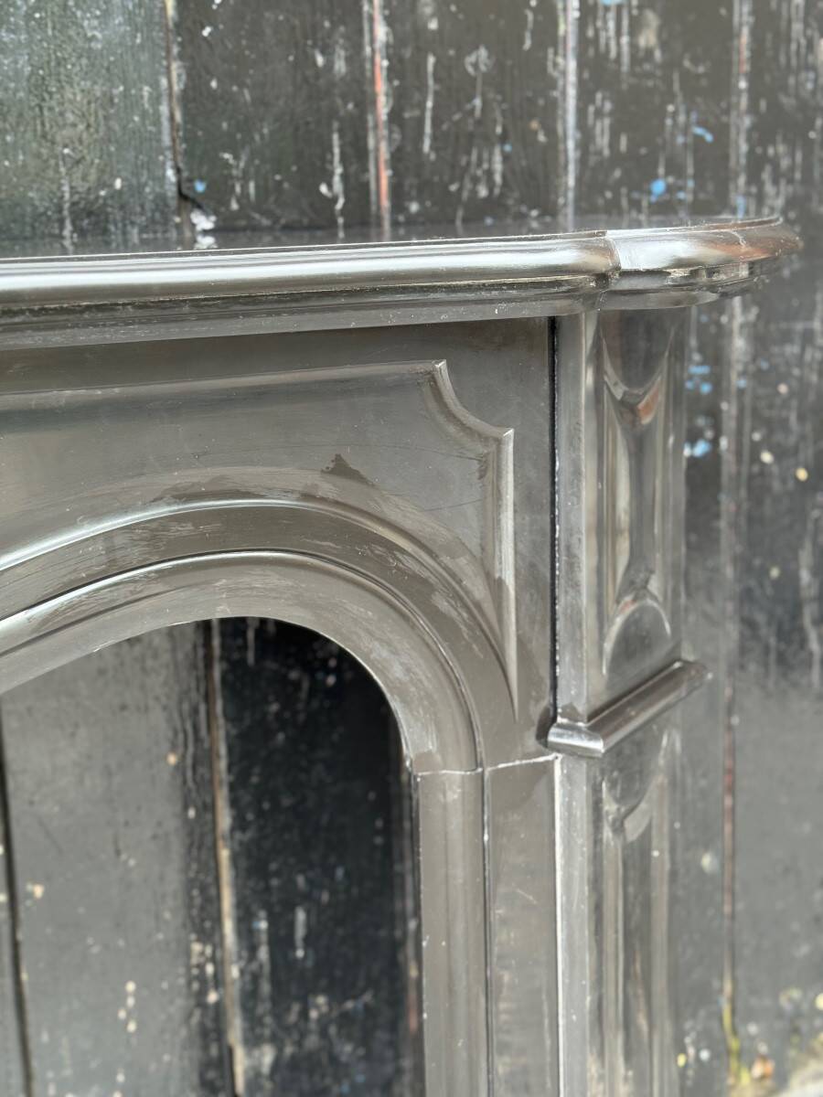 Louis XV style fireplace in black Belgian marble, circa 1880