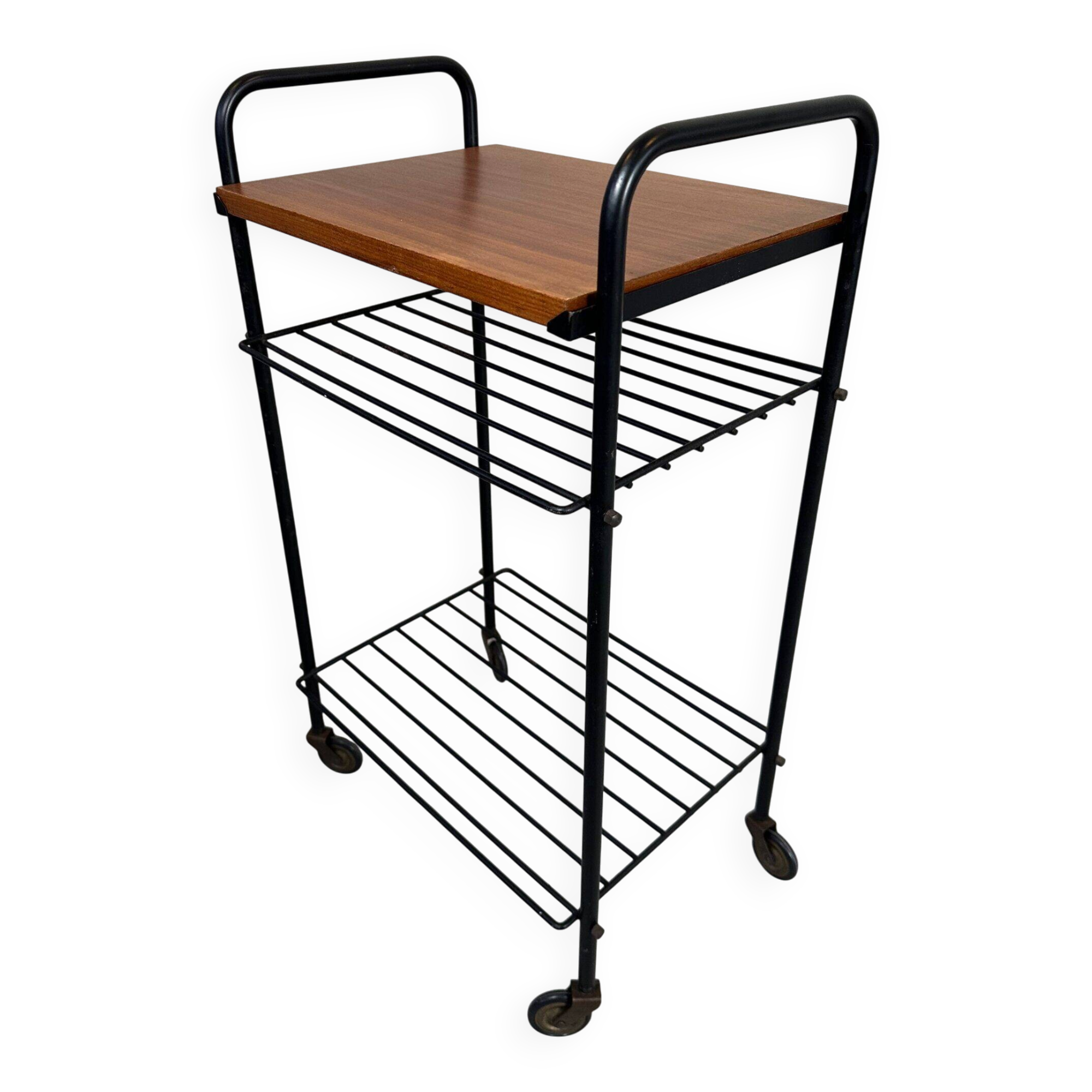 Vintage side table/70s trolley in teak