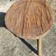 Rustic three-legged stool in minimalist wood in the style of Touret.