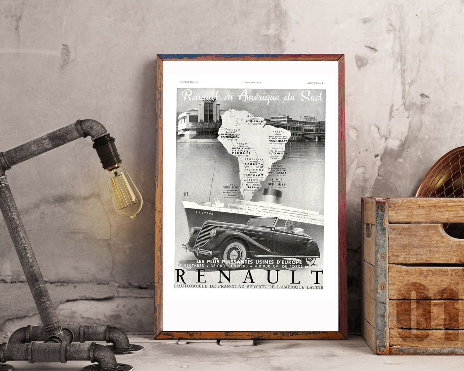 Vintage poster 30s Renault Automobiles