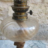 XIXth Kerosene Lamp Bronze and Albatre 64cm