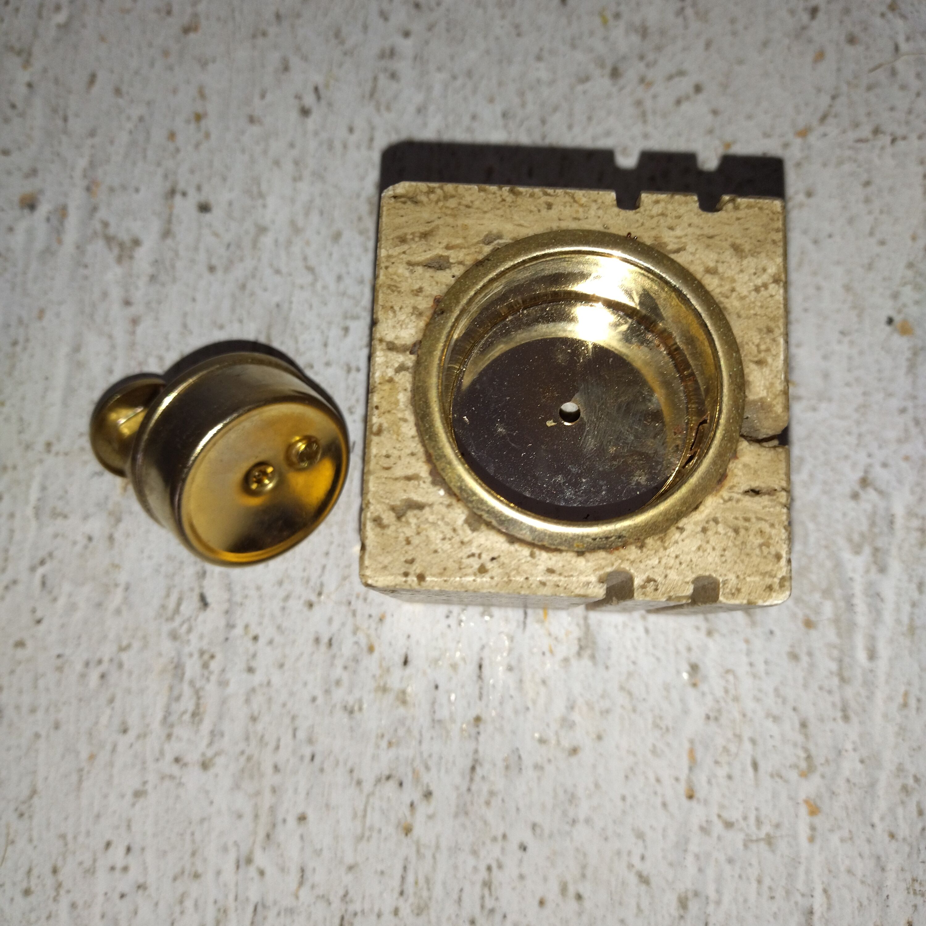 travertine and brass lighter 1960 1970 italy