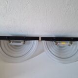 Pair of Italian design wall sconces in glass, art deco style.